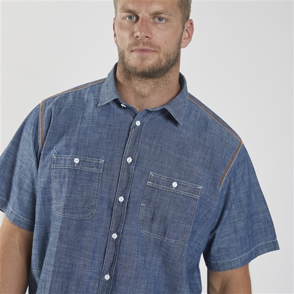 North 56°4 Chambray overhemd borstzakjes, denimblue