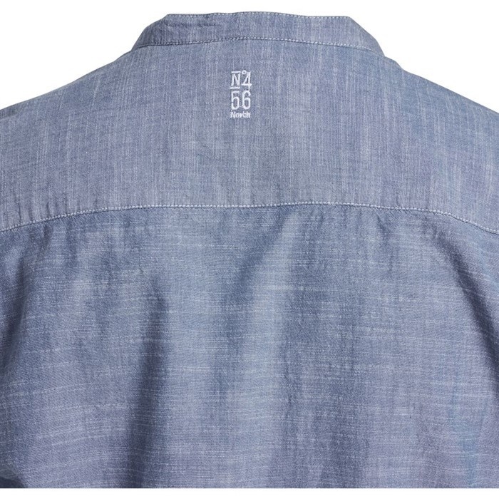 North 56°4 Chambray shirt m. China boord, blauw