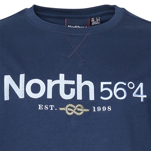North 56°4 crew neck sweater m. borduur, navy blue