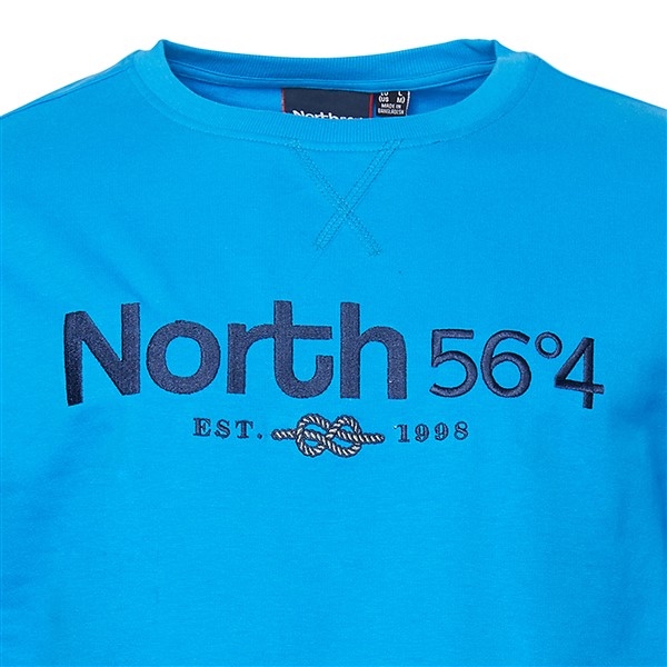 North 56°4 crew neck sweater m. borduur, sky blue