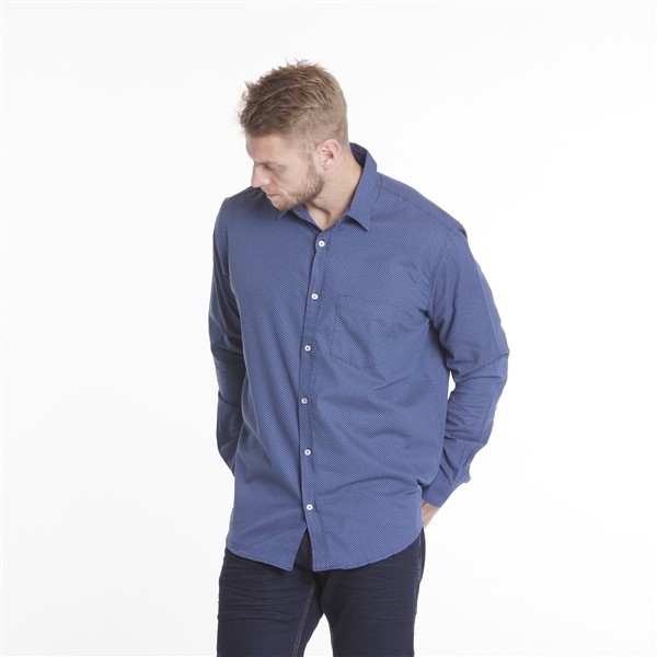 North 56°4 overhemd LM allover print, blauw