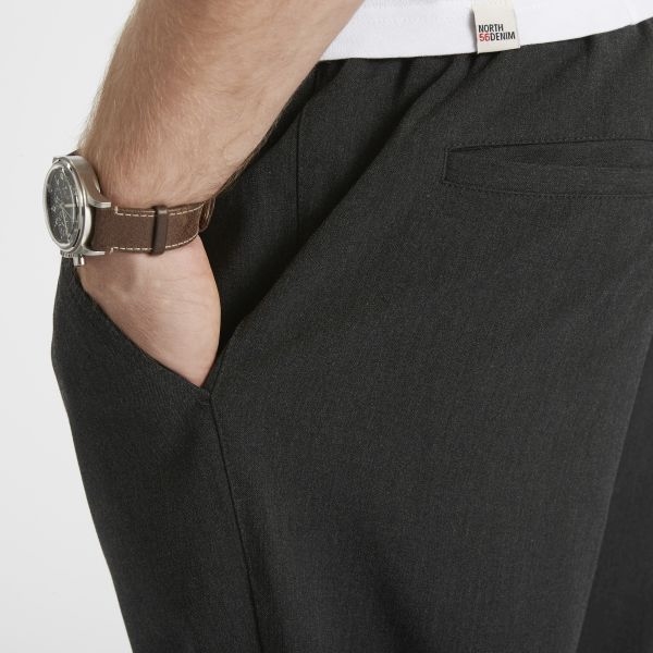 North 56°4 Pantalon m. stretch+elastisch boord, d.grijs