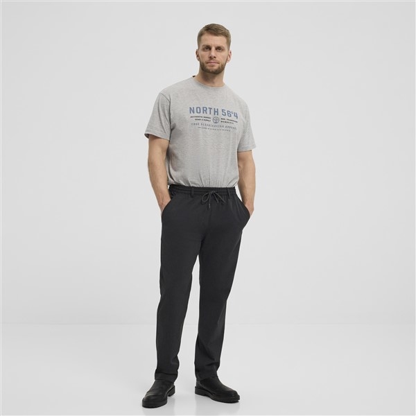 North 56°4 Pantalon m. stretch+elastisch boord, d.grijs