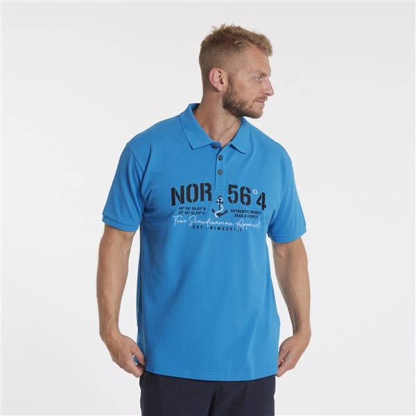 North 56°4 polo m. borduur NOR 56°4, blauw