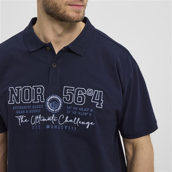 North 56°4 polo m. borduur NOR 56°4, navy
