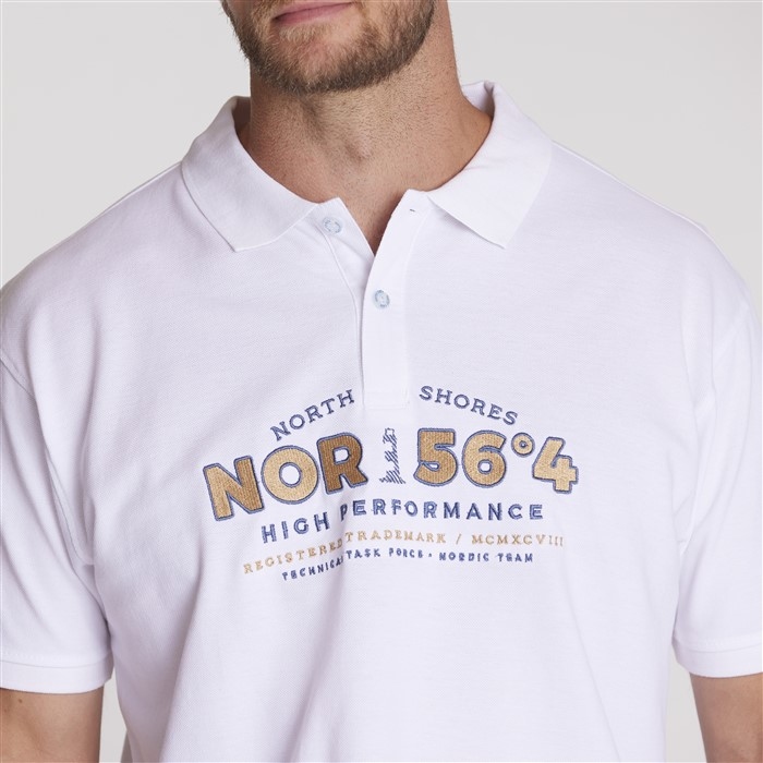 North 56°4 polo m. borduur NOR 56°4, wit