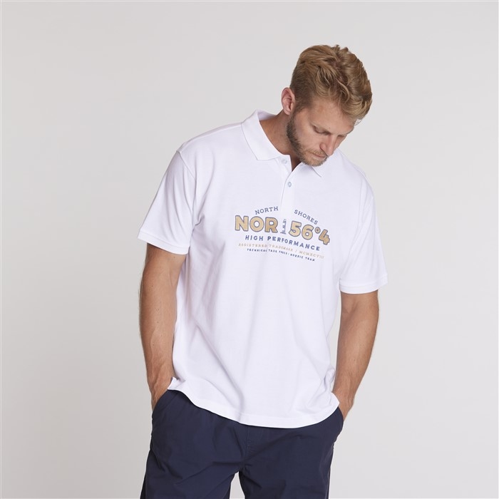 North 56°4 polo m. borduur NOR 56°4, wit