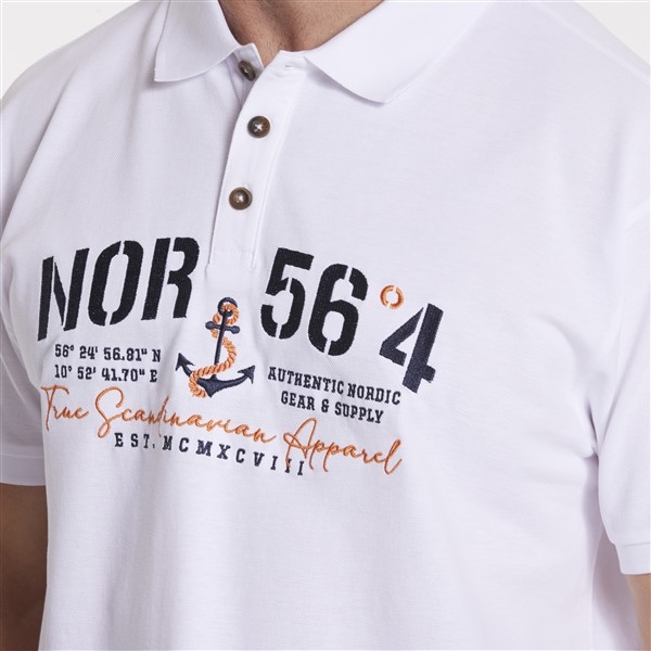 North 56°4 polo m. borduur NOR 56°4, wit