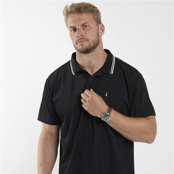 North 56°4 polo m. Cool Effect en stretch, zwart