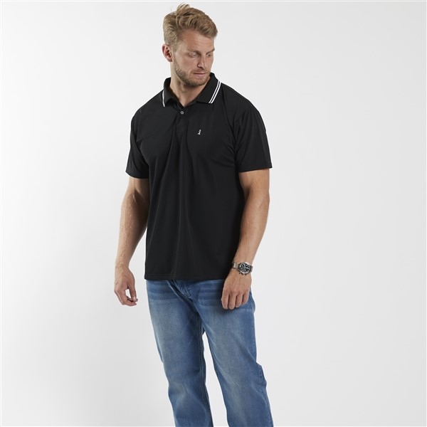North 56°4 polo m. Cool Effect en stretch, zwart