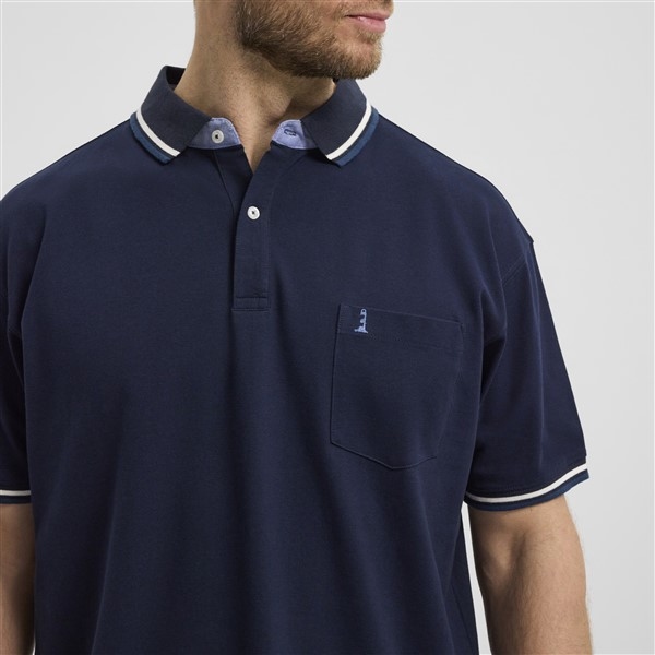 North 56°4 polo piquee m. stretch+contrast kraag, navy