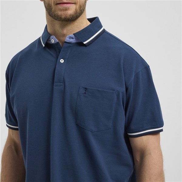 North 56°4 polo piquee m. stretch+contrast kraag, petrol