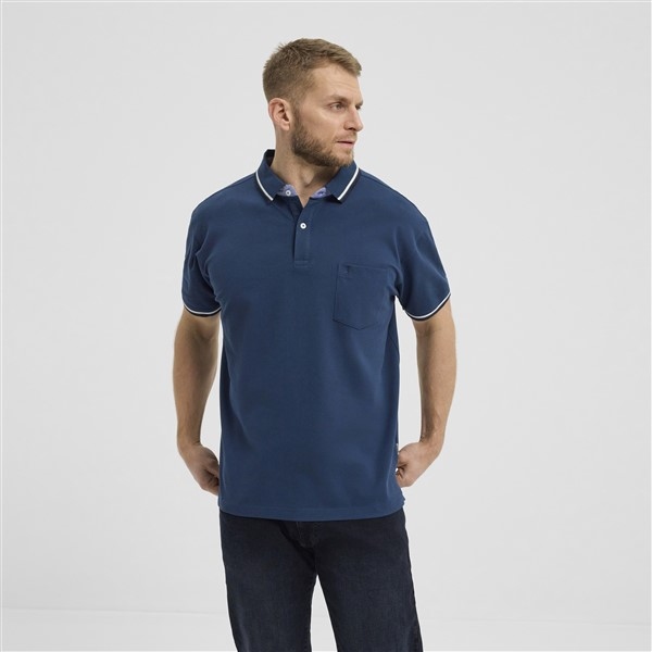 North 56°4 polo piquee m. stretch+contrast kraag, petrol