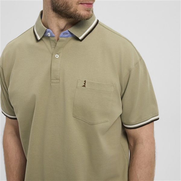 North 56°4 polo piquee m. stretch+contrast kraag, sand