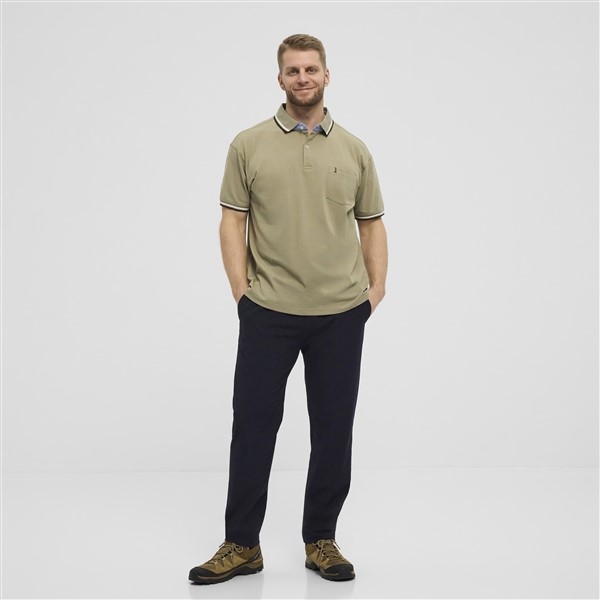 North 56°4 polo piquee m. stretch+contrast kraag, sand