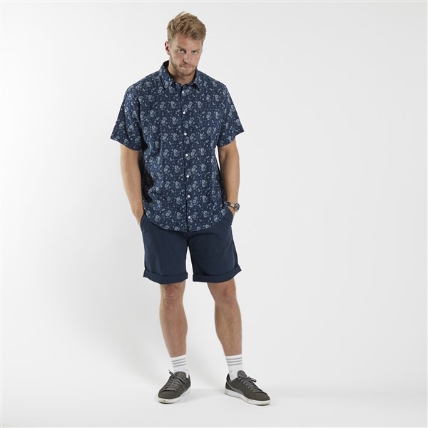 North 56°4 shirt katoen/linnen, blauwe bloem