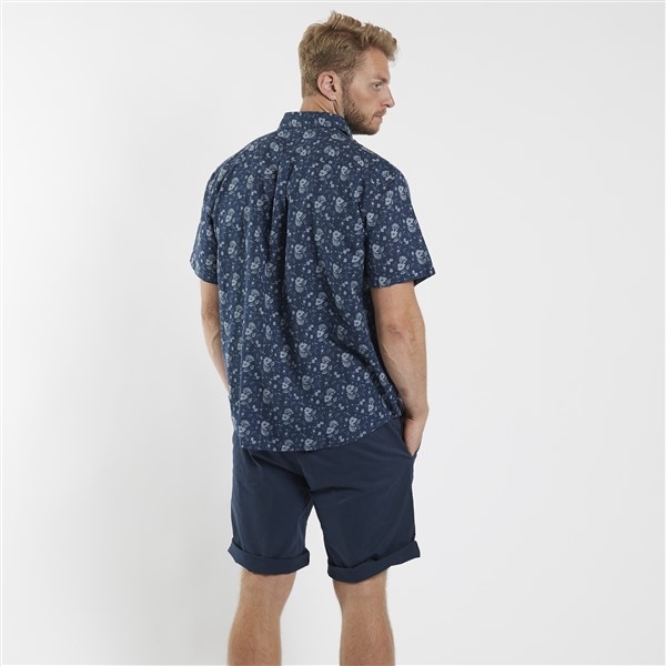 North 56°4 shirt katoen/linnen, blauwe bloem