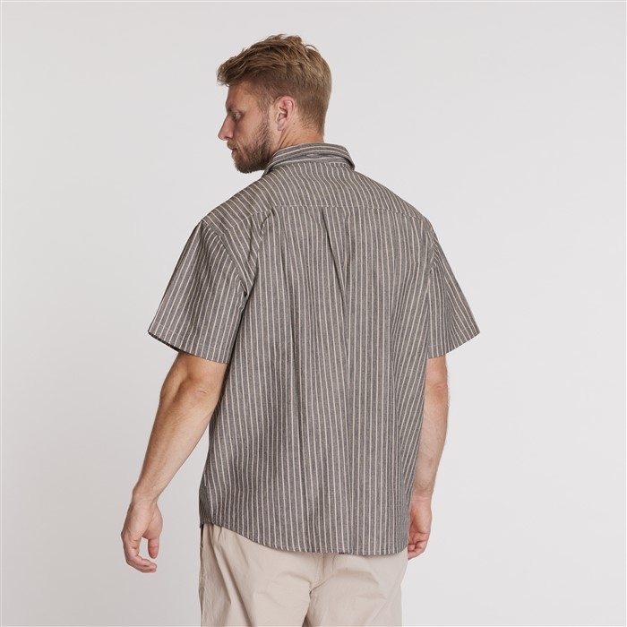 North 56°4 shirt m. borstzakje, beige gestreept