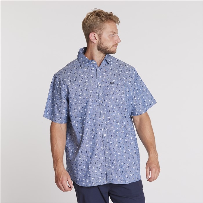 North 56°4 shirt m. borstzakje, blauw korenbloem