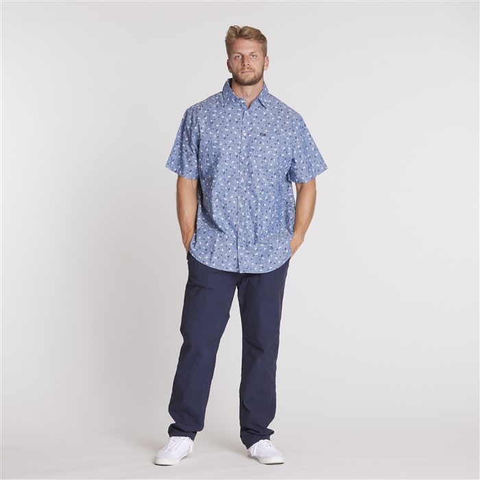 North 56°4 shirt m. borstzakje, blauw korenbloem