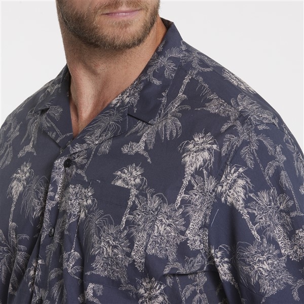 North 56°4 shirt m. borstzakje, navy palmbomen