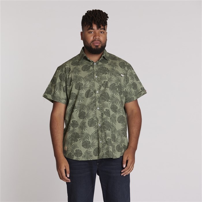 North 56°4 shirt m. in all-over bladerenprint, olijfgroen