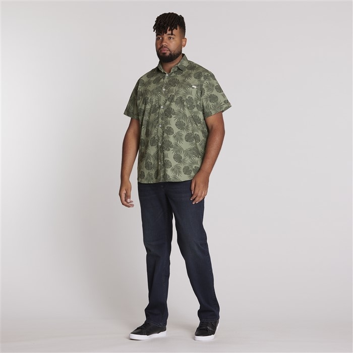 North 56°4 shirt m. in all-over bladerenprint, olijfgroen