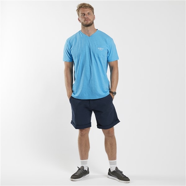 North 56°4 slup yarn T-shirt V-hals+borstzak, midblue