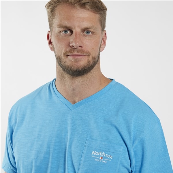 North 56°4 slup yarn T-shirt V-hals+borstzak, midblue