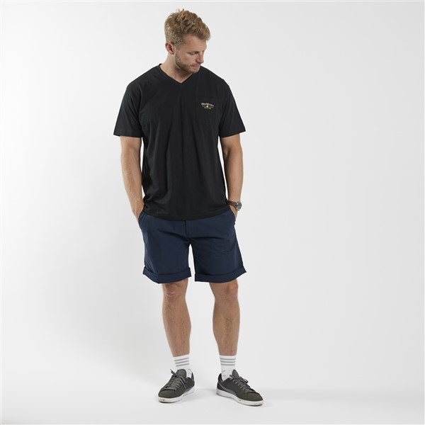 North 56°4 slup yarn T-shirt V-hals+borstzak, zwart