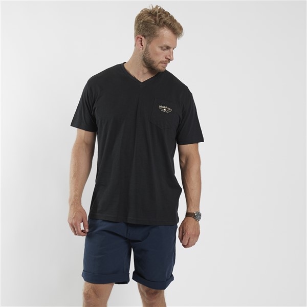 North 56°4 slup yarn T-shirt V-hals+borstzak, zwart