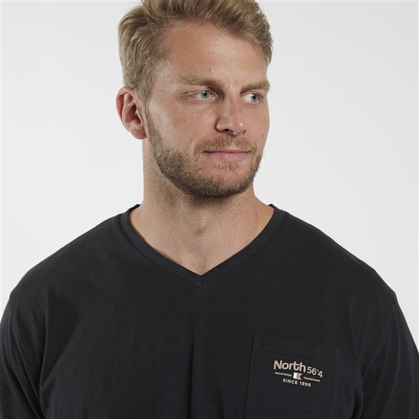 North 56°4 slup yarn T-shirt V-hals+borstzak, zwart
