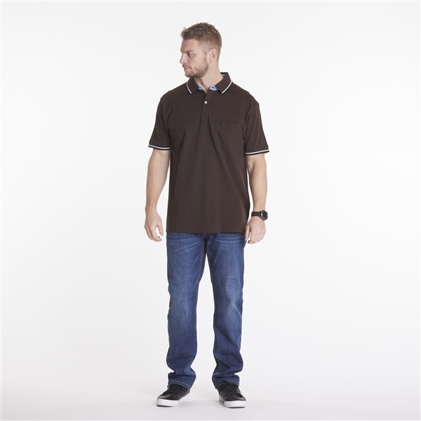 North 56°4 sportieve polo m. contrast kraag, brown