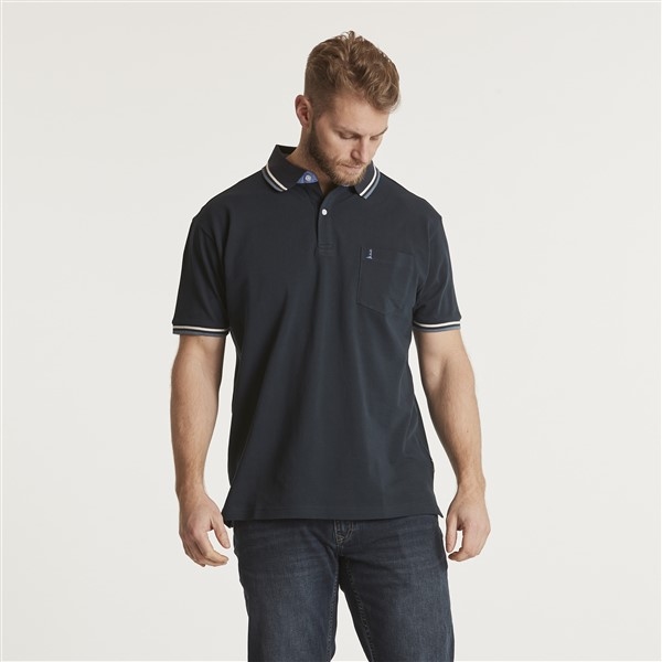 North 56°4 sportieve polo m. contrast kraag, navy