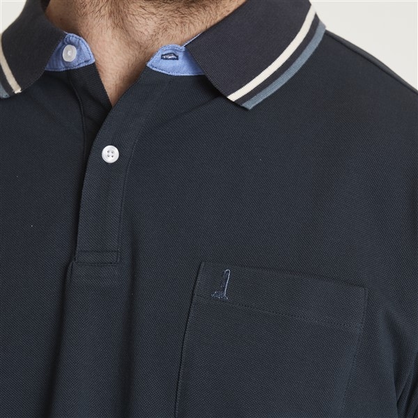 North 56°4 sportieve polo m. contrast kraag, navy