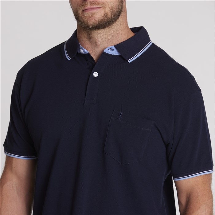 North 56°4 sportieve polo m. contrast kraag, navy