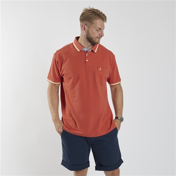 North 56°4 sportieve polo m. contrast kraag, paprika