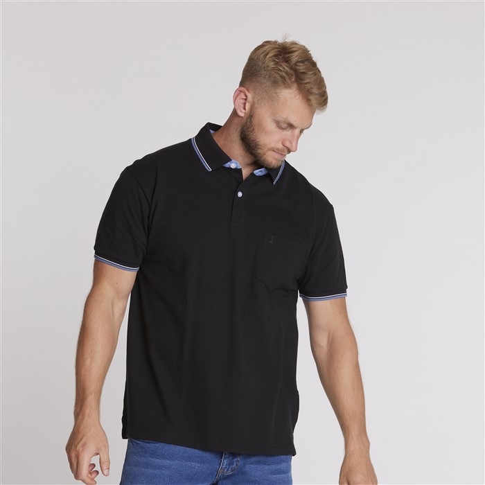 North 56°4 sportieve polo m. contrast kraag, zwart