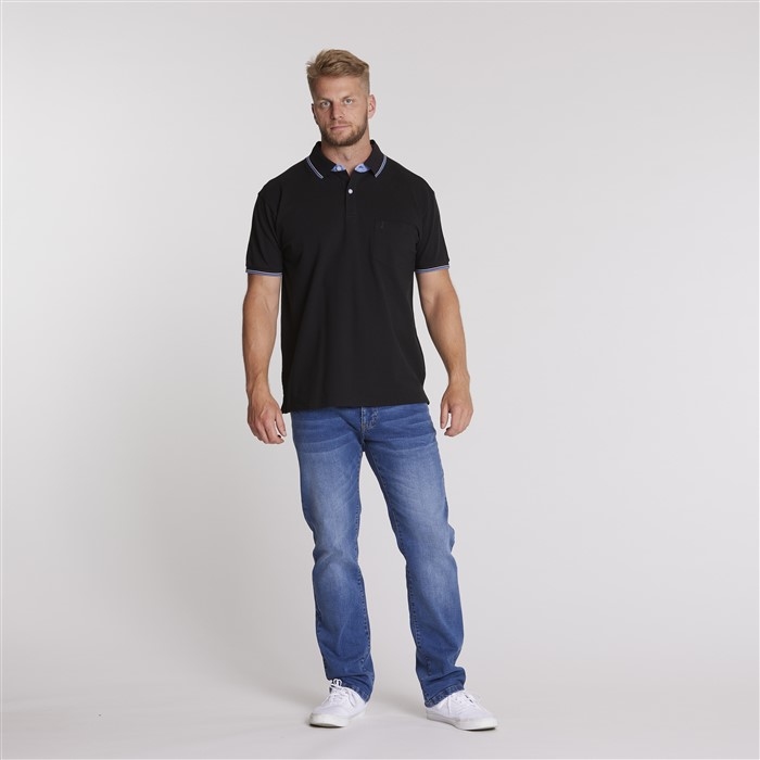 North 56°4 sportieve polo m. contrast kraag, zwart