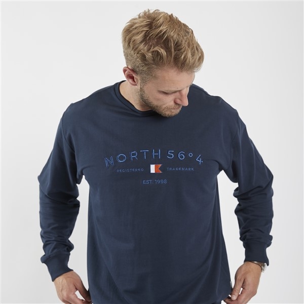 North 56°4 sweater 'North 56°4' borduur, navy