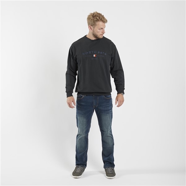 North 56°4 sweater 'North 56°4' borduur, zwart