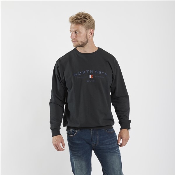 North 56°4 sweater 'North 56°4' borduur, zwart