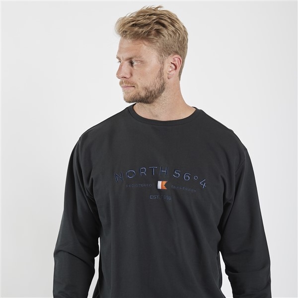 North 56°4 sweater 'North 56°4' borduur, zwart