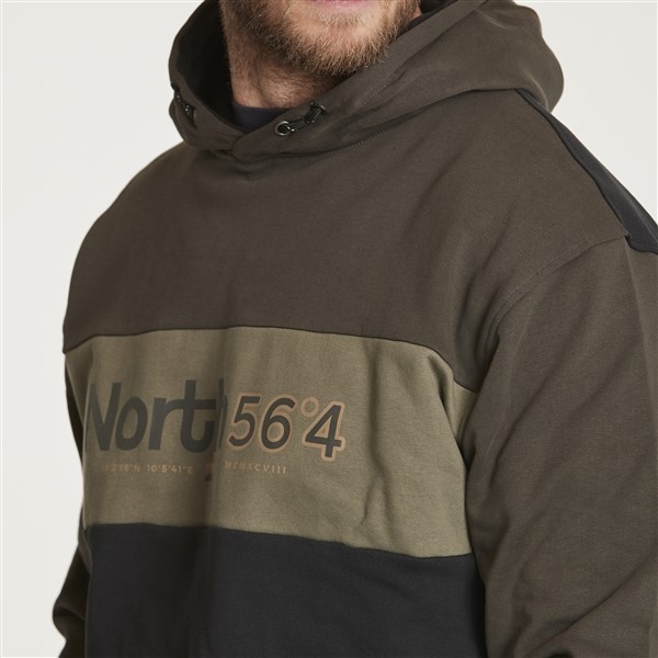 North 56°4 sweater m. capuchon, d.olijf