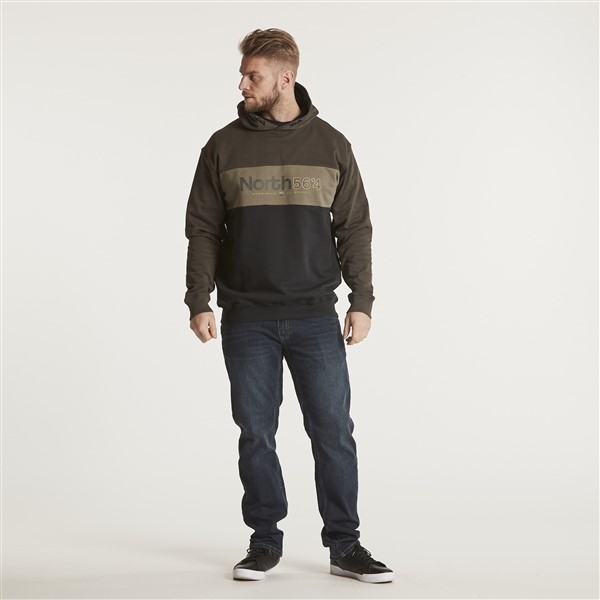 North 56°4 sweater m. capuchon, d.olijf
