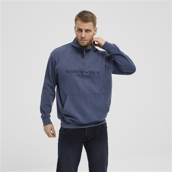 North 56°4 sweater m. rits 'NORTH 56°4', blue melée