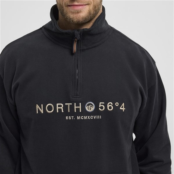 North 56°4 sweater m. rits 'NORTH 56°4', zwart