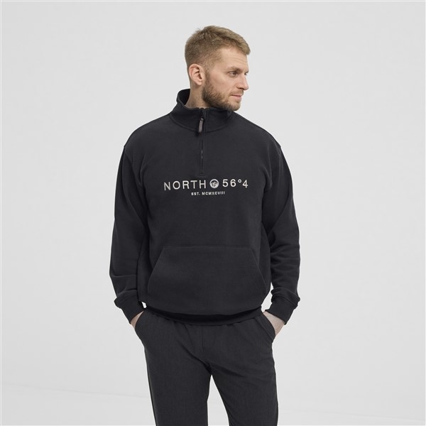 North 56°4 sweater m. rits 'NORTH 56°4', zwart