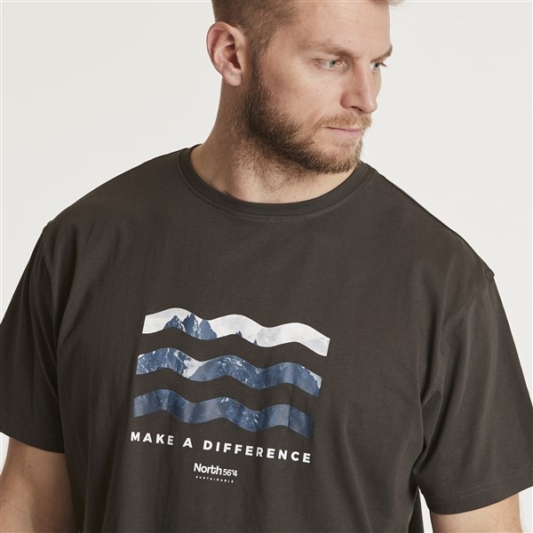 North 56°4 T-shirt 'MAKE A DIFFERENCE', d. olijfgroen