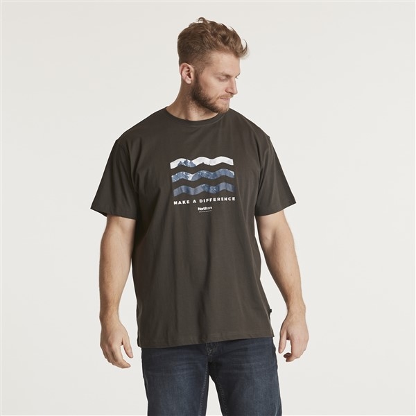 North 56°4 T-shirt 'MAKE A DIFFERENCE', d. olijfgroen